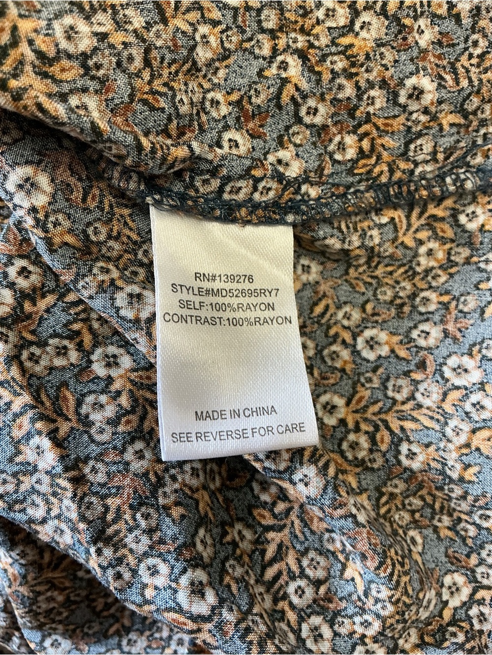 My Danielle Blue Boho Paisley Rayon Dress Size M Long Sleeve - Picture 4 of 5